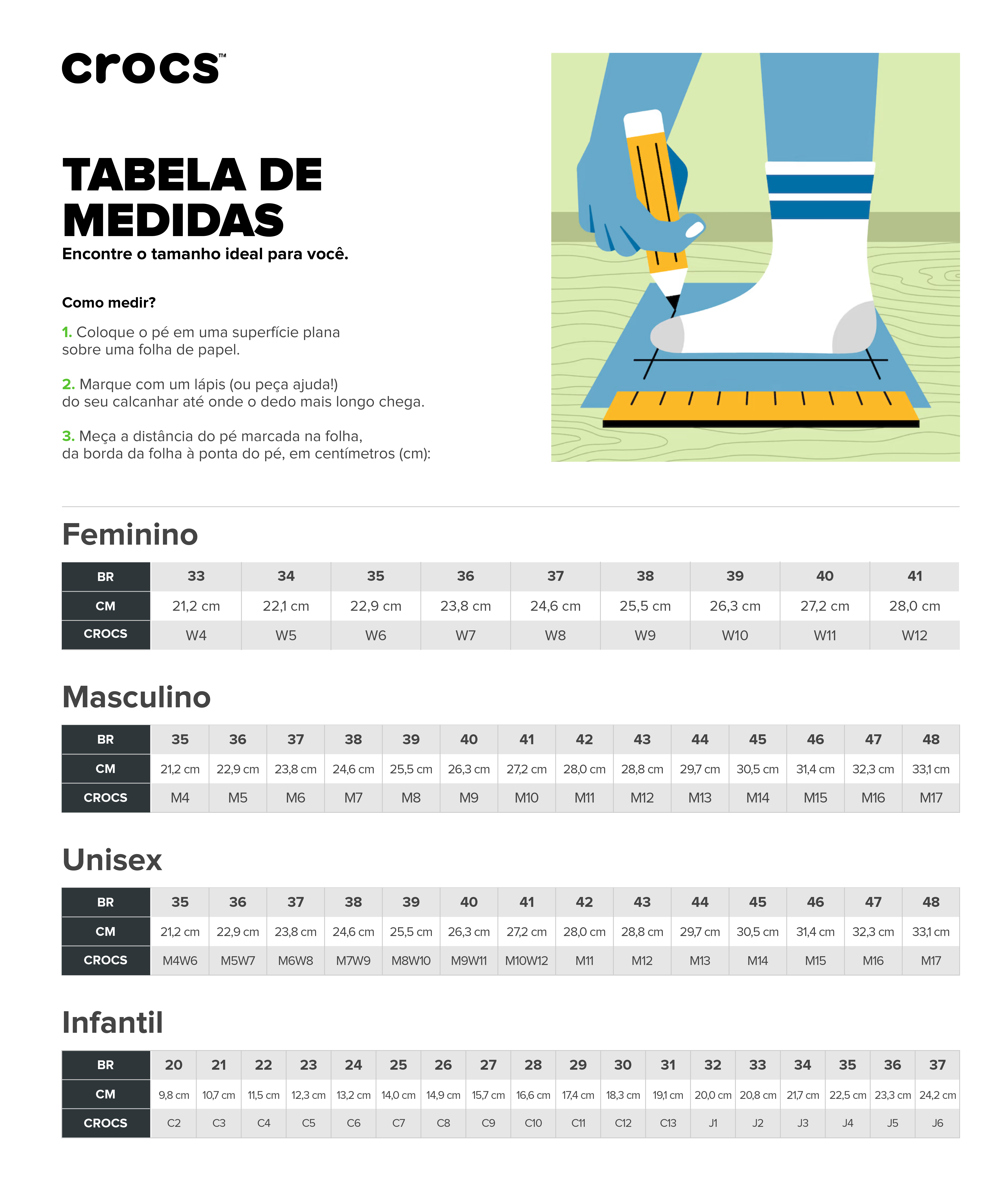 Tabela conversão 2024 numeração calçados